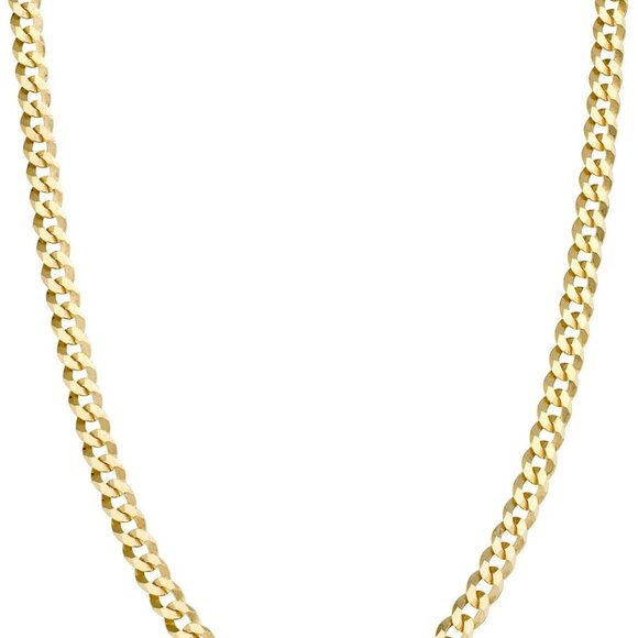 18k Gold 925 Sterling Silver Cuban Link Curb Chain Necklace for Women - Picture 1 of 6